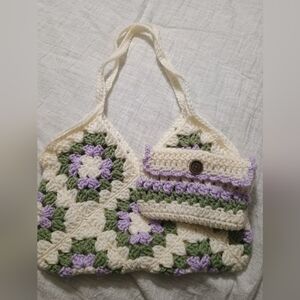 Crochet Tote Bag with Matching Pouch